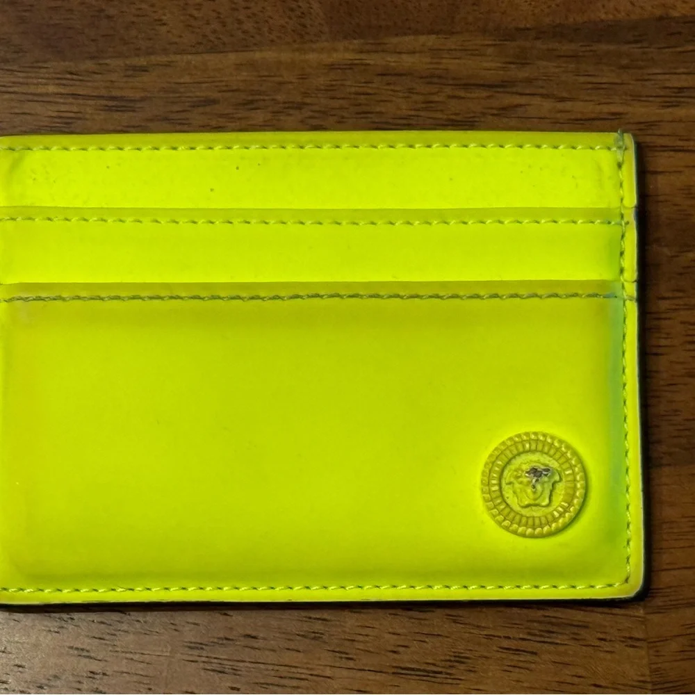 Versace Neon Yellow Card Holder - Picture 2 of 10